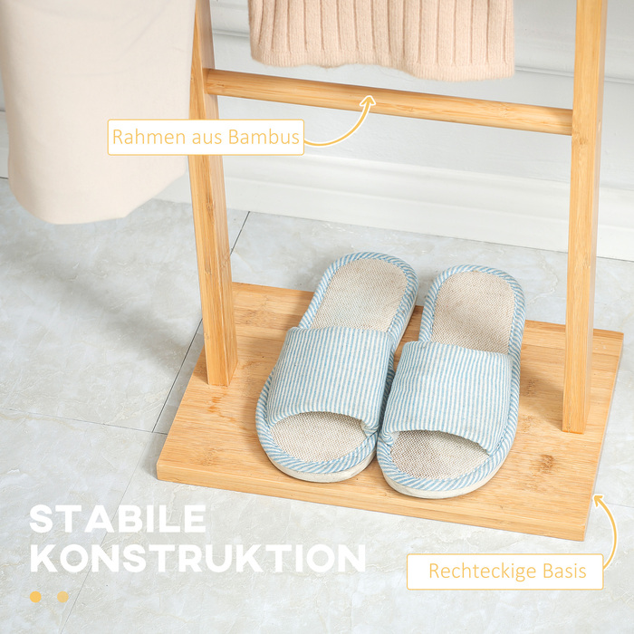 Вішалка для одягу HOMCOM, сучасний дизайн, 2 гачки та 3 перекладини, міцна бамбукова конструкція, 36x24x168 см, колір натуральний