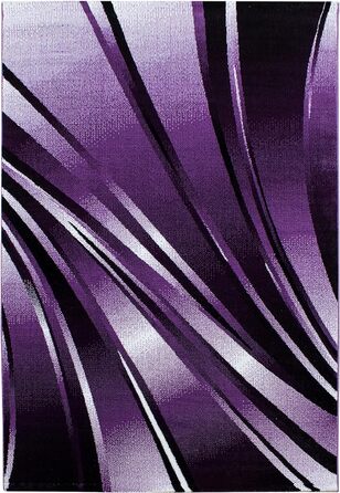 Килимове покриття для вітальні 80x150 Абстрактний хвильовий дизайн з поліпропілену Стильно і доступно (фіолетовий, 200 x 290 см)