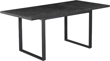 Розсувний обідній стіл B&D Home Anna | 120-160 x 80 см, на 4-6 осіб | стіл для кухні/їдальні з дерев'яними ніжками, чорний | скандинавський/індустріальний дизайн, Texas-Eiche (дуб Техас), 11202-US-EITE (чорний мармур/чорний)