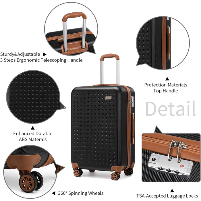 Чемодан-валіза KONO з жорсткою оболонкою, 76x50x31 см, білий (чорний, S 57x40 см) з TSA замком та 4 спіннер колесами