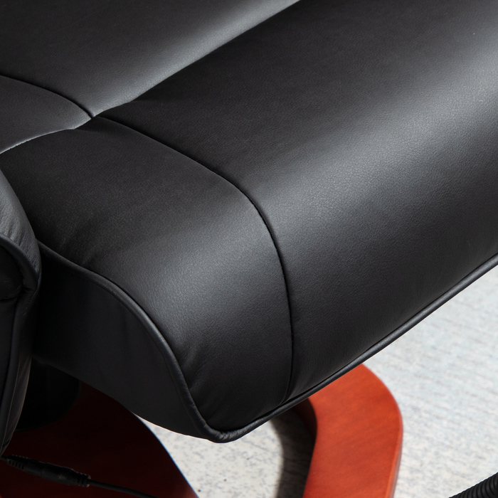 Крісло-масажер з підставкою для ніг, 10 точок масажу, функція релаксації (лежачий стан), поворотне сидіння, чорний колір, розміри 73 x 83 x 106 см