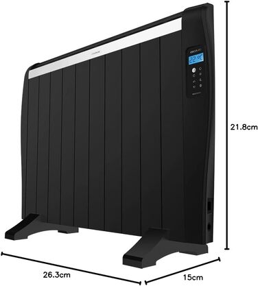 Електричний конвектор Cecotec ReadyWarm 2500 Thermal: 1800 Вт, алюміній, LCD, 3 режими, таймер, Slim, захист Overprotect, білий (10 елементів, чорний)