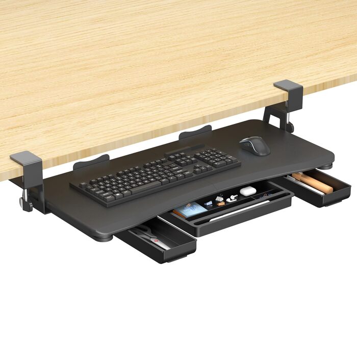 Підставка під клавіатуру Suptek під стіл з ящиком – 67,8 x 30 см, міцна кріплення C-подібне, регульована висота, легка установка, для дому та офісу, DSF6CT