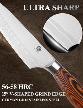 Набір ножів Wildmok 7 шт. з нержавіючої сталі, з ручками з пакавуду, для кухні