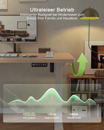 Електричний регульований стіл JUMMICO 80x60 см з USB-портом - ергономічний стіл для роботи та навчання