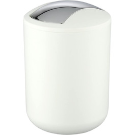 Відро для косметики WENKO Brasil S, 2 л, для сміття у ванній кімнаті, з поворотною кришкою, ударостійке, без вмісту BPA, Ø 14x21 см, біле