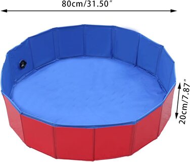 Складаний басейн для собак, басейн для собак і котівнековзний басейн з ПВХ з клапаном для зливу води для собак, кішок, маленьких домашніх тварин, дитяча ванна (50 * 8 см) (80x20 см)