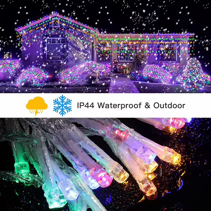 Гірлянда-бахрома 20 м 800 LED Elegear, різнокольорова, для вулиці, з таймером, IP44, розширювана, 8 режимів, для вікна, даху, балкона, новорічна декорація