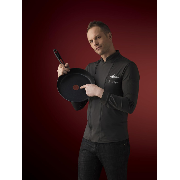 Сковорода Lagostina Red Line з антипригарним покриттям, Ø 26 см, для індукційних плит, газу та духовки, з термоіндикатором, нержавіюча сталь та алюміній, з антиковзним силіконовим ручками