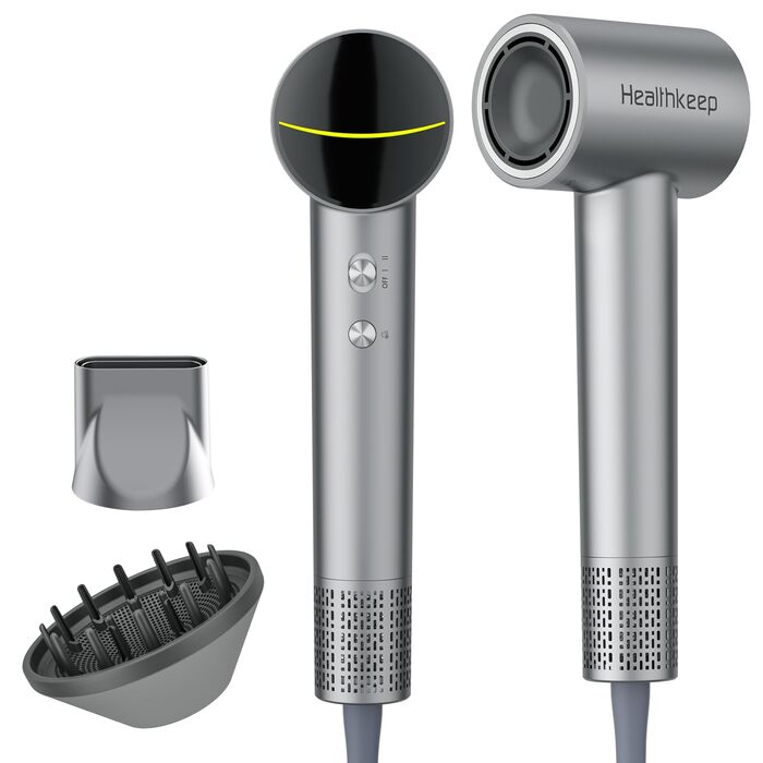 Фен для волосся Healthkeep з негативними іонами, 1600 Вт, високошвидкісний мотор 10 000 об/хв, 2 дифузори, низький рівень шуму (<78 дБ), швидке сушіння