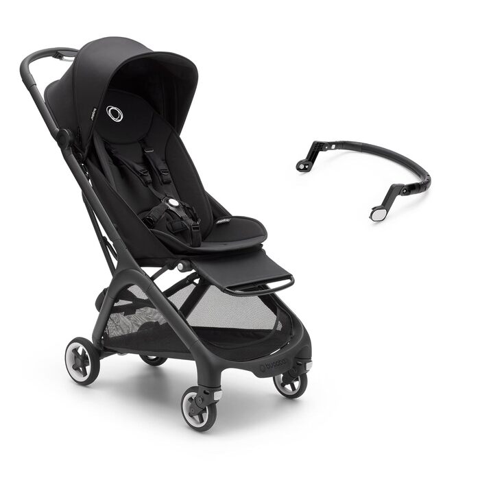 Bugaboo Butterfly: ультракомпактна коляска для подорожей, легка та зручна, складається одним рухом, ергономічна для міста, для малюків від 6 місяців, з великим об'ємом багажника (Midnight Black, Bundle)