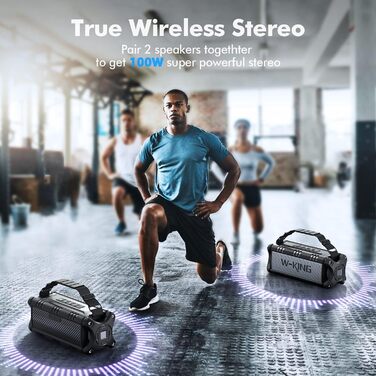 Портативна Bluetooth колонка W-KING 90W з глибоким басом, водонепроникна IPX6, Powerbank, AUX, TF, NFC, 40 годин роботи, EQ, чорно-біла