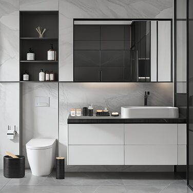 Набір аксесуарів для ванної кімнати IMAVO, 9 предметів, чорний: миска для мила, диспенсер для мила, тримач для зубних щіток, стакан для зубних щіток, тримач для туалетного йоржика, диспенсер для ватних паличок