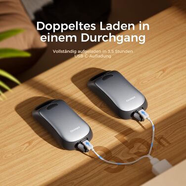 Електричні грілки для рук OCOOPA - 2 шт, водонепроникні IP45, ергономічні, 18 годин тепла, портативні, для активного відпочинку, гольфу, кемпінгу, міста (Шифер-сірий)