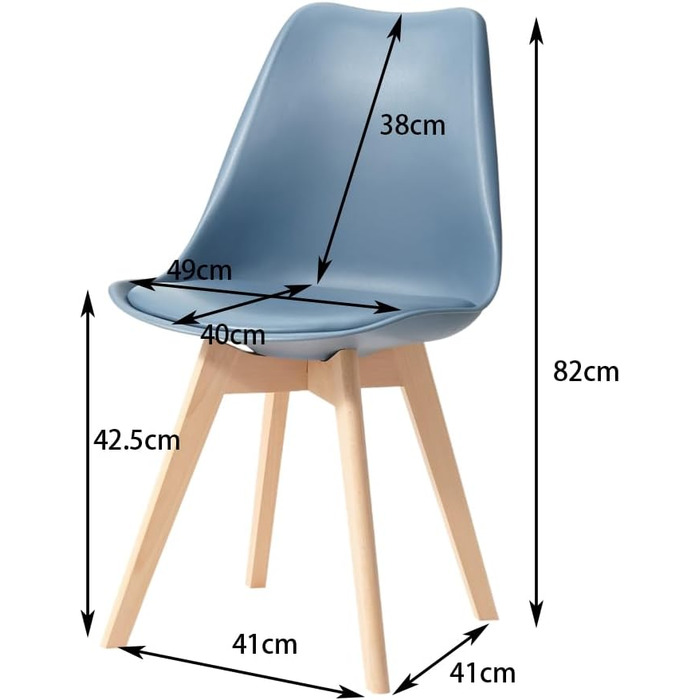 Обідні стільці скандинавського стилю, ретро-дизайн, м'які, для кухні/офісу, з масивних букових ніжок (набір 6 шт., темно-синій)