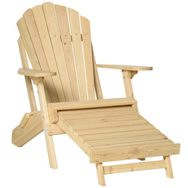 Садове крісло Outsunny Adirondack складне з підставкою для ніг 78 x 140 x 94 см з деревини сосни, зручний садовий шезлонг для вуличних меблів