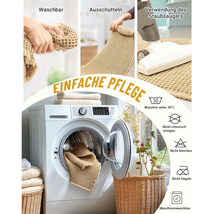 Набір килимків для ванної кімнати, антиковзні килимки, килимок для ванної, набір 2 шт, бохо килимок для ванної, пральний душ-килимок для вітальні, спальні, ванної кімнати, декор для ванної, 51 x 60 см + 41 x 61 см, коричневий та білий (коричневий)