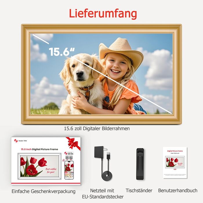 Цифровий фоторамка Frameo 10.1 дюйми, IPS, HD 1280x800, 32GB, Wi-Fi, автоповорот, Frameo App