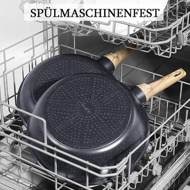 Сковорода з високим бортиком GiPP, 30 см, з кришкою, керамічне антипригарне покриття, 4.3 л, для всіх типів плит, білий (сірий), без PFOA/PFOS