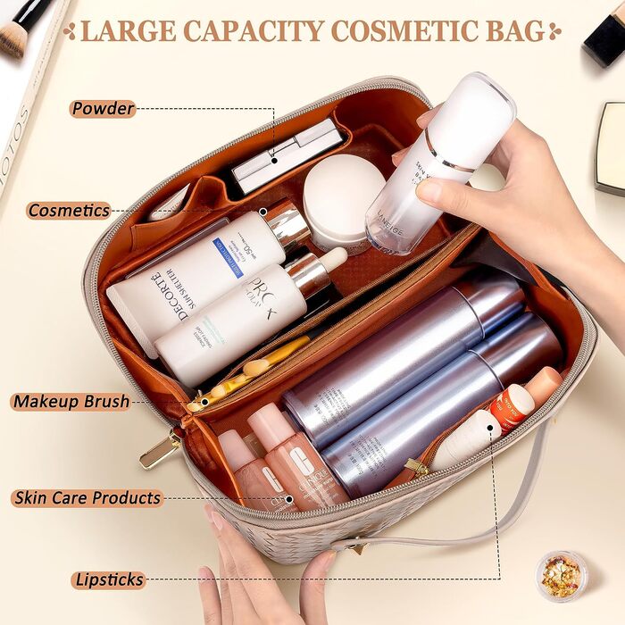 JUYANO Large Capacity Travel Cosmetic Bag Travel Makeup Bag