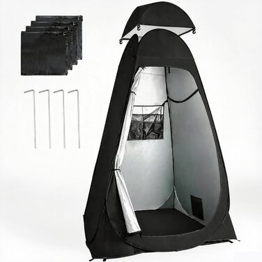 Намет для туалету та душу, переносний, Pop-Up, для кемпінгу та пляжу, з UV захистом 50+, чорний