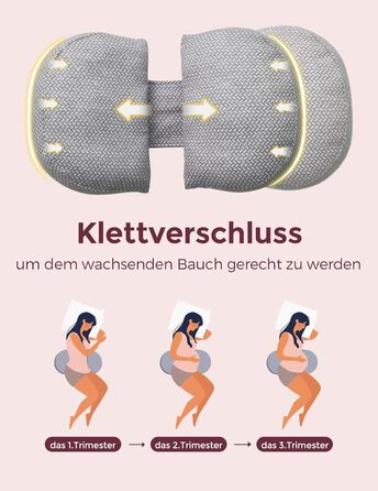 Вагітний подушка Momcozy з кристанового велюру U-подібної форми - подушка для вагітних для сну на боці (145см) - для полегшення болю в спині та попереку (Темно-сірий, W-подібний)