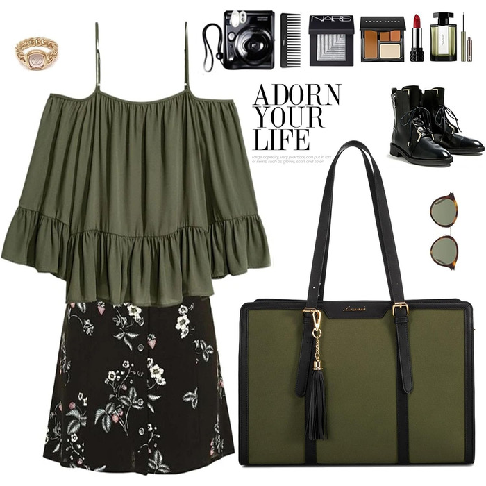 Сумка для ноутбука LOVEVOOK 15.6 дюймів: жіноча, велика, на плечі, кросбоді, канвас, для офісу, подорожей, навчання