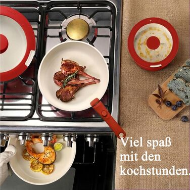 Набір посуду GiPP: 11 предметів, керамічне антипригарне покриття, знімні ручки, для всіх плит, духовка, червоний градієнт