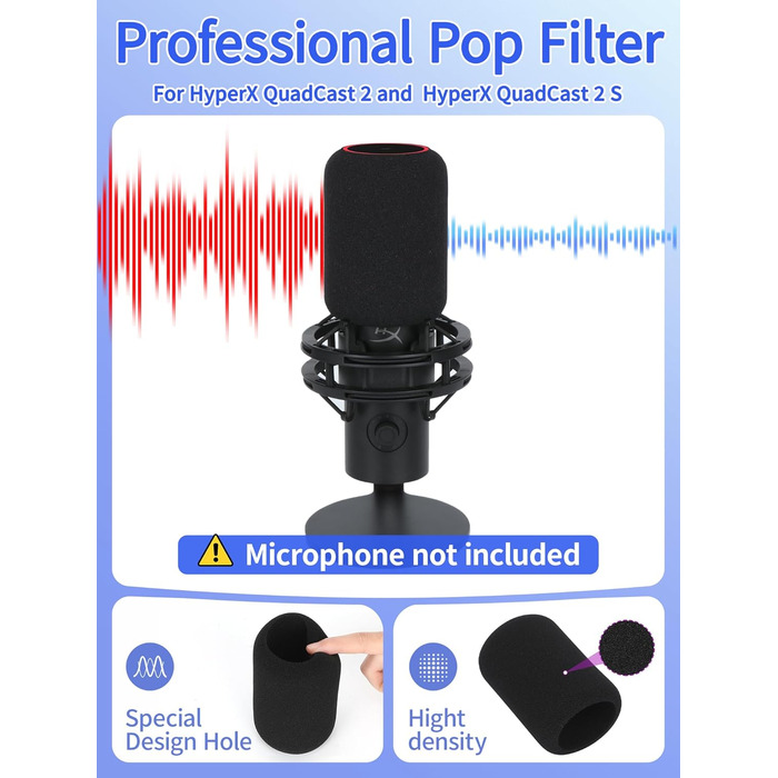 Стійка для мікрофона HyperX QuadCast з поп-фільтром та тримачем YOUSHARES для QuadCast S, Blue Yeti, Razer Seiren Mini V3