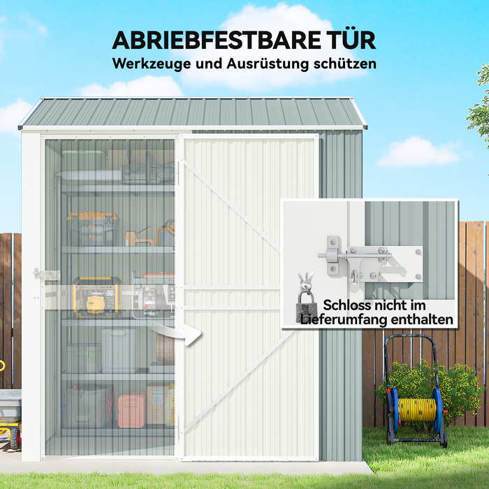 Металевий сарай Metall Gerätehaus 3,5 м², високий закривається на замок, з вентиляційним дахом, отворами для рукавичок, розміром 209 x 177 x 236 см