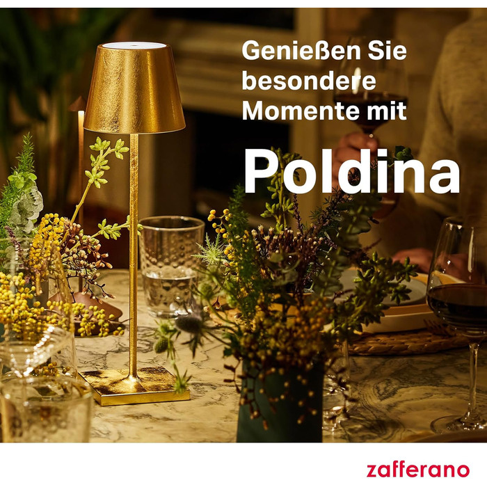 Zafferano Poldina Pro: Бездротова LED-лампа з регулюванням, 38 см, золото, диммер