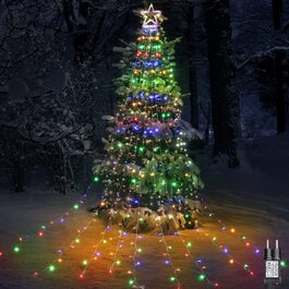 Гірлянди для різдвяної ялинки Geemoo з зірками, 3 м х 9 гірлянд, вуличні гірлянди з 317 світлодіодів, гірлянди для крижаного дощу для різдвяної ялинки, ялинки, вікна, саду (різнокольорові)