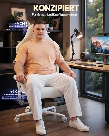 Ігровий крісло Dowinx для геймерів Esport, ергономічний офісний крісло з підлокітниками 4D та масажем попереку, витримує до 200 кг, регульована висота (білий)