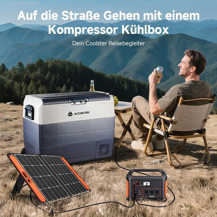 Автомобільний компресорний холодильник AAOBOSI 50л з Wi-Fi, 12/24V та 220V, охолодження до -20°C для авто, вантажівок, кемпінгу, з двома зонами