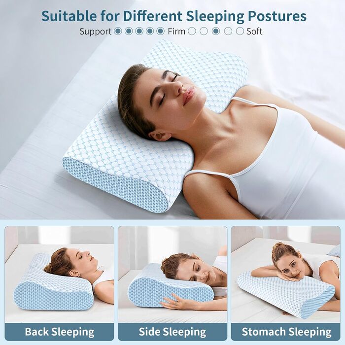 Ортопедична подушка під шию для зняття болю, Memory Foam, підтримка для сну на боці, спині та животі, охолоджуюча, ергономічна