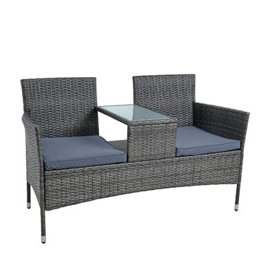 Садові меблі ESTEXO з ротангу для 2 осіб: Лавка, комплект для відпочинку, балконні меблі, сірий антрацит