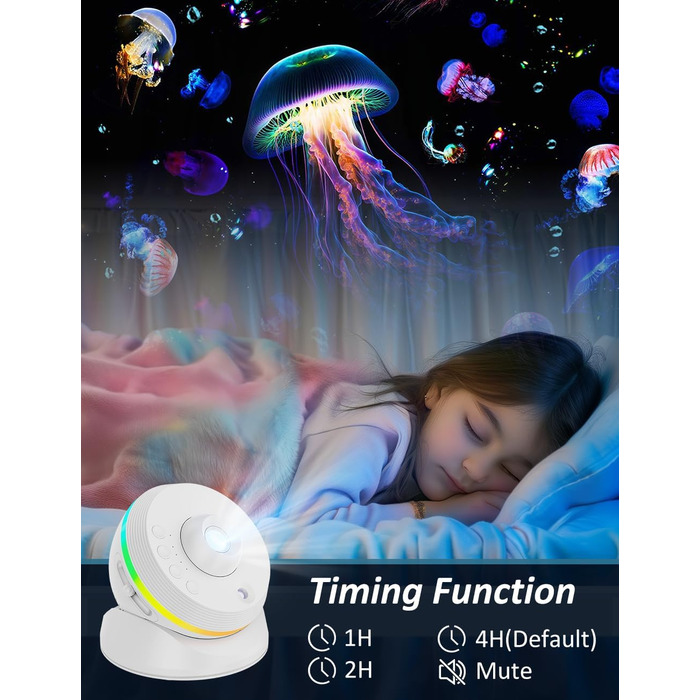 Проєктор зоряного неба VanSmaGo 8-го покоління Sternenhimmel Galaxy: Планетарій, нічник HD з обертанням 360° та таймером (білий)