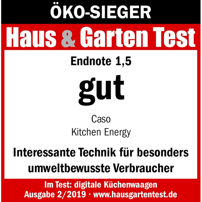 Кухонні ваги CASO Energy Design - переможець тесту Haus & Garten, без батарейок, до 5 кг з кроком 1 г