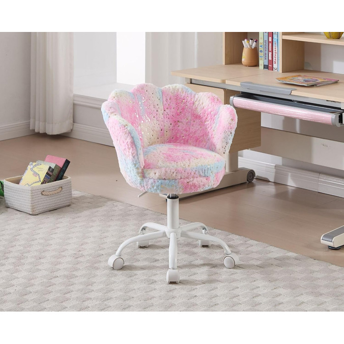 Дитячий стіл-крісло регульоване, поворотне крісло з оксамиту, крісло для навчання для дівчаток, кольоровий рожевий