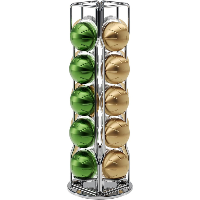 Тримач для капсул Nespresso Vertuo Sevenline – 20 капсул, обертається на 360°, срібний