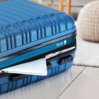 Дитячий валіза-тролик Beibye з жорстким корпусом (Турквіс, Блакитний, Набір)