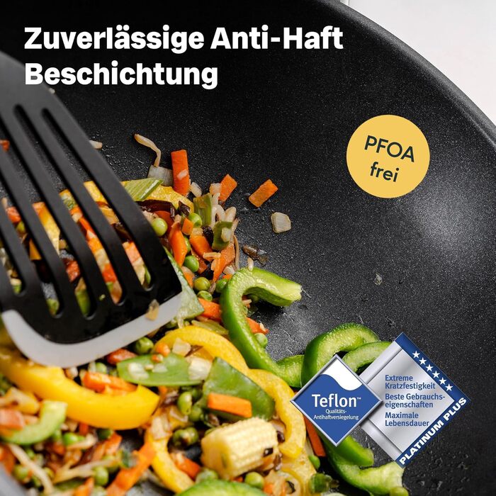 Wok Silberthal з нержавіючої сталі з індукційним дном (28 см) - для смаження та смаження у фритюрі, сумісний з усіма плитами, до 400°C, з кришкою