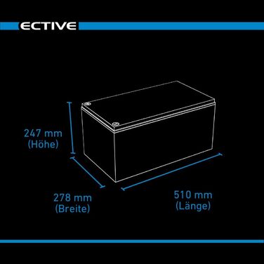 Гелевий акумулятор ECTIVE DC240 - 12 В, 240 Ач, 100 год, не потребує обслуговування, захищений від циклів, герметичний, повністю герметичний, не містить газу - Акумулятор VRLA глибокого циклу, сонячна батарея, батарея для човнів, акумулятор для автофургон