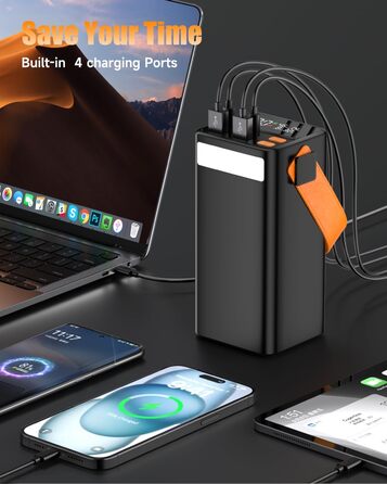 Power Bank 79800mAh Große Tragbares Laptop Powerbank 100W з LED дисплеєм та 4 виходами, для смартфонів, планшетів та ноутбуків