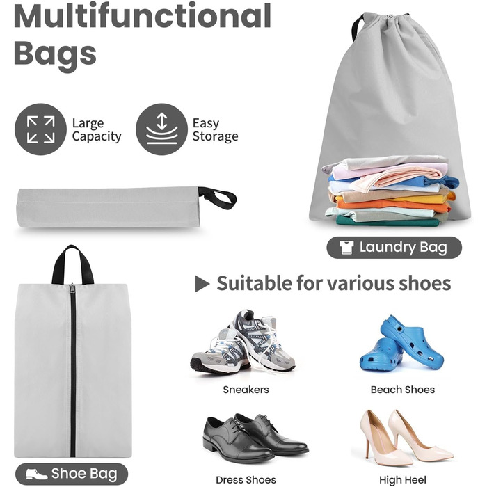 Набір компресійних органайзерів для подорожей з сіткою, розширювані пакувальні куби для одягу в валізу, сірі, 6 предметів