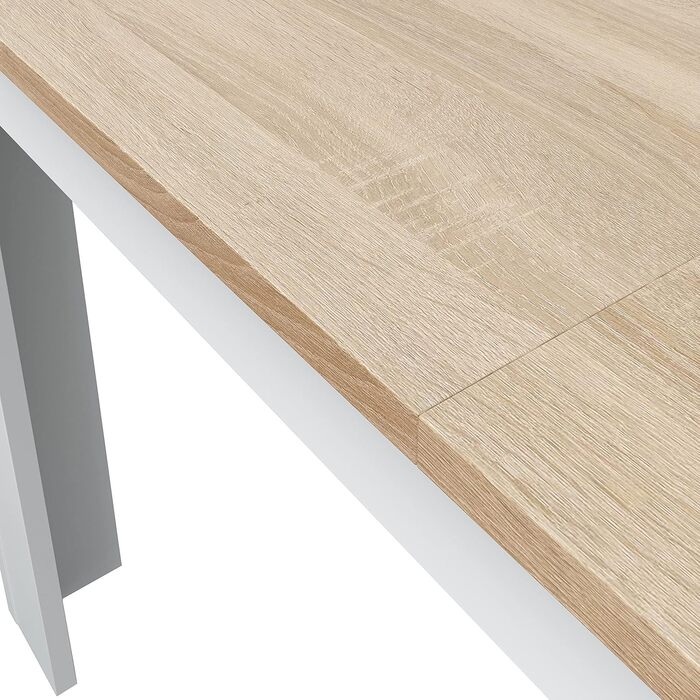 Розсувний обідній стіл Habitdesign Kendra, білий та канадський дуб, 140–190 x 78 x 90 см