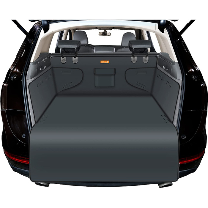 Універсальний захист багажника Alfheim-водостійка і зручна в догляді-ідеальне автомобільне ковдру для собак-Чорний килимок для багажника з захистом по краях багажника-підходить для невеликих автомобілів середнього розміру вантажівка Позашляховик (сірий)
