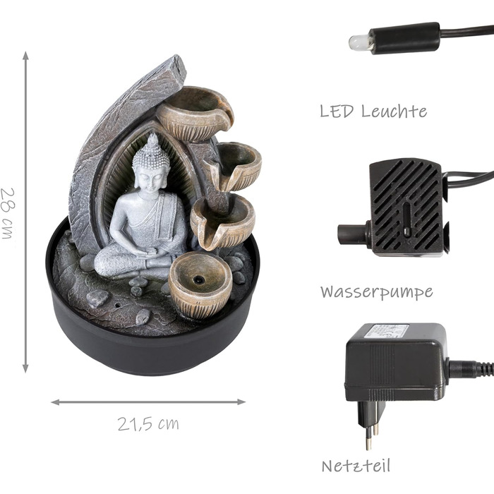 Фонтанчик для дому Lemodo Zimmerbrunnen Buddha (Дх'яна, круглий)