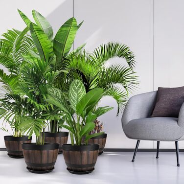 Набір горщиків для квітів Plant Planters: 2 шт. 9/23см та 2 шт. 30.2см, пластик, з дренажем та піддоном, для дому та саду