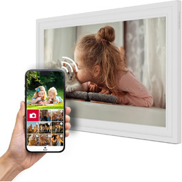 Рамка для фото Thomson Fotorahmen 15 дюймів біла – FHD IPS сенсорний екран, 32 GB, Wi-Fi, поворот, підтримка iOS/Android